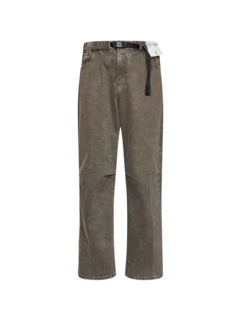 White Sand faded-effect buckled-belt trousers