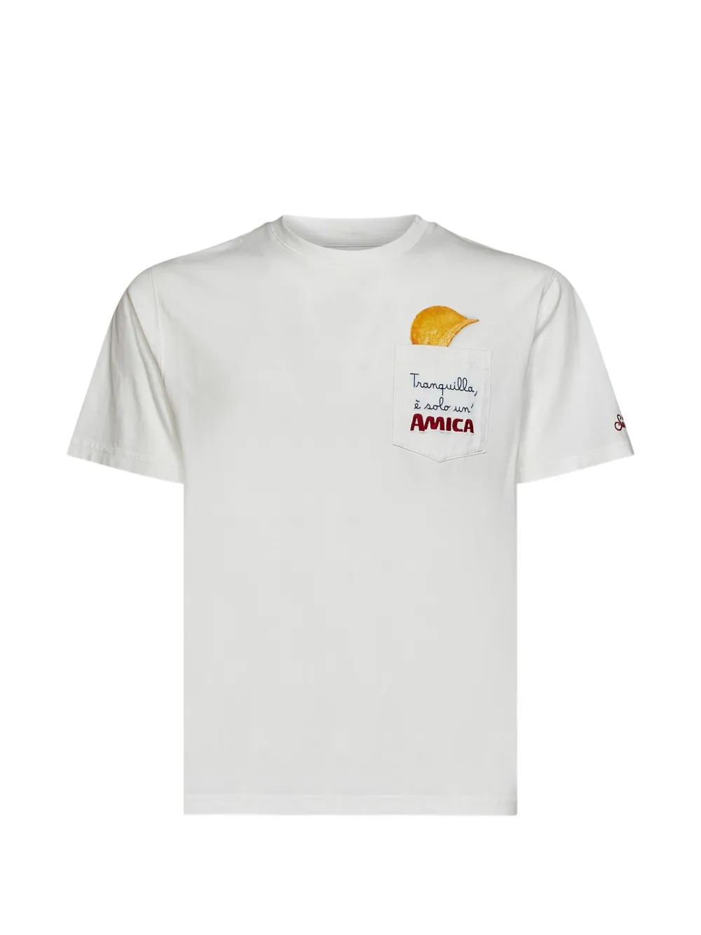 MC2 Saint Barth Connor biologisch katoenen T-shirt met Amica Chips-print en borduurwerk | Speciale editie Wit
