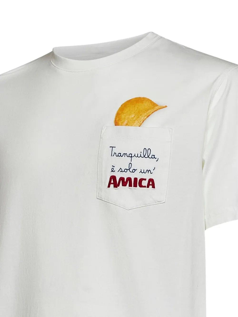 MC2 Saint Barth Connor biologisch katoenen T-shirt met Amica Chips-print en borduurwerk | Speciale editie Wit