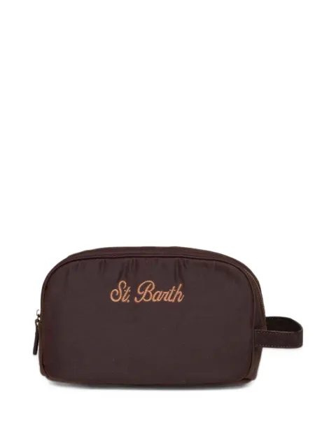 MC2 Saint Barth brown Westwood waxed beauty case with logo embroidery