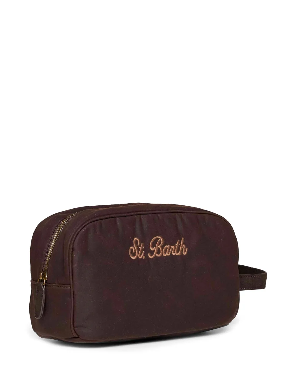 MC2 Saint Barth brown Westwood waxed beauty case with logo embroidery Bruin