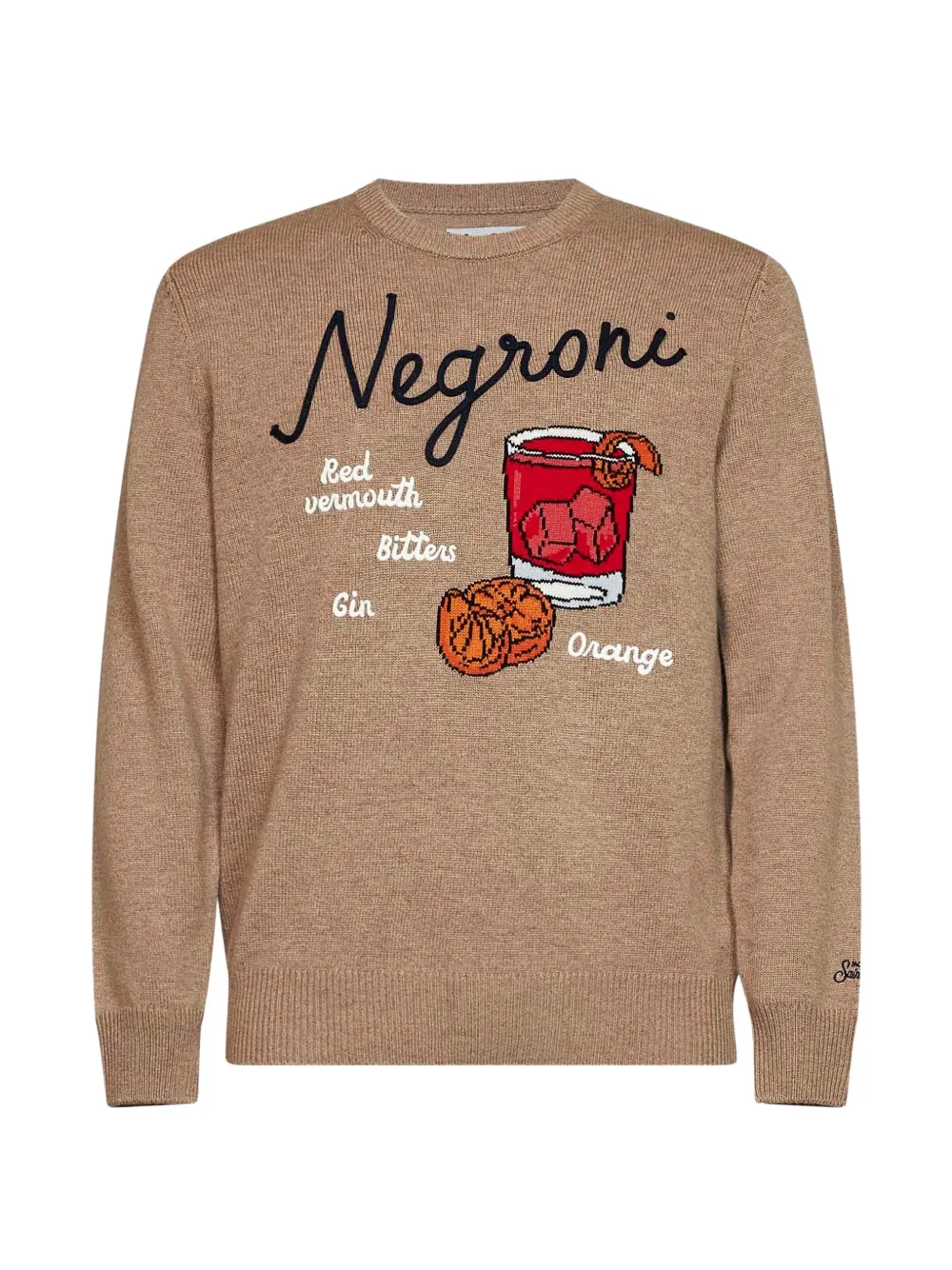MC2 Saint Barth intarsia-knit embroidered sweater Beige