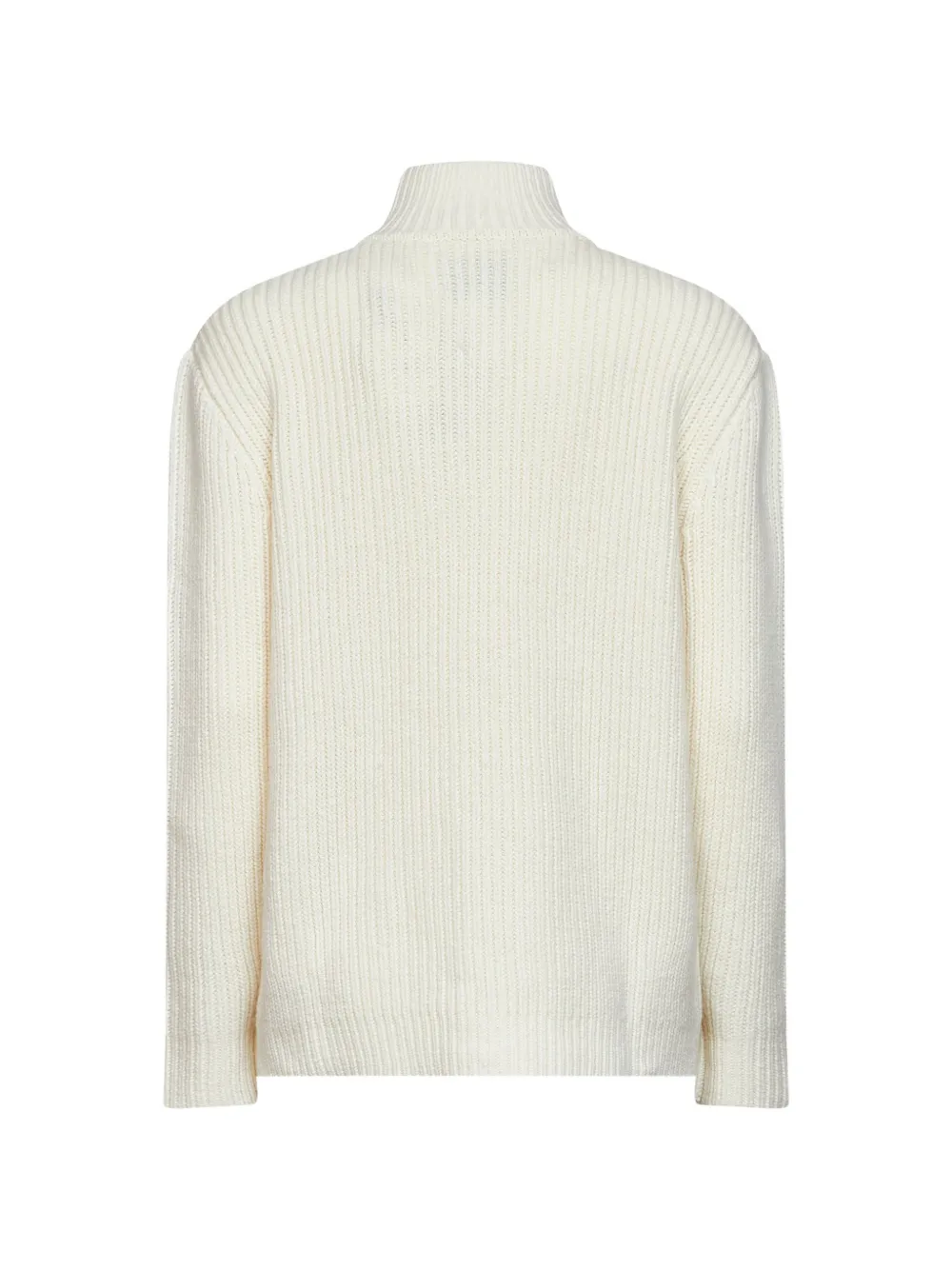 MC2 Saint Barth off white Noire wool blend full-zip knit with logo embroidery sweater Beige