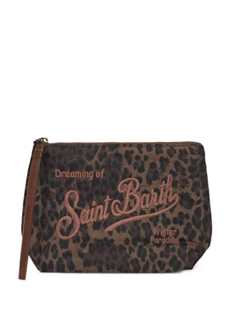 MC2 Saint Barth Aline leopard-print logo-embroidered clutch bag