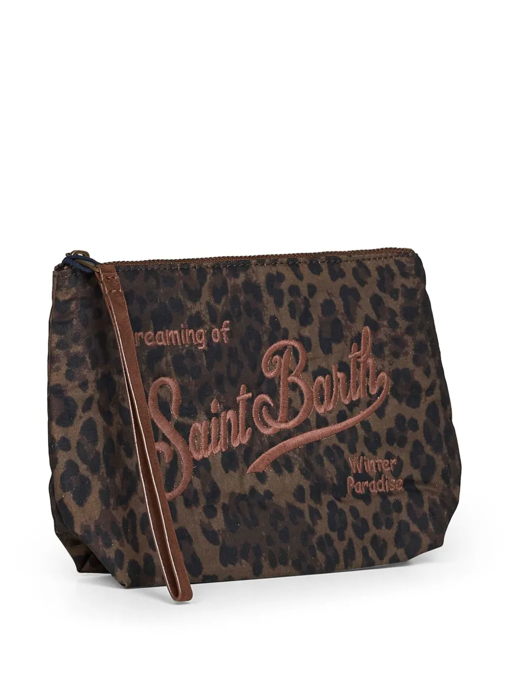 MC2 Saint Barth Aline leopard-print logo-embroidered clutch bag Bruin
