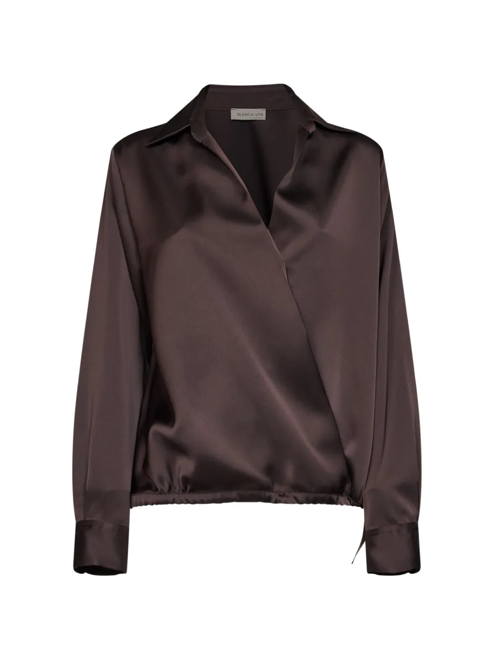 Blanca Vita Blouse met trekkoord en wikkelvoorkant Bruin