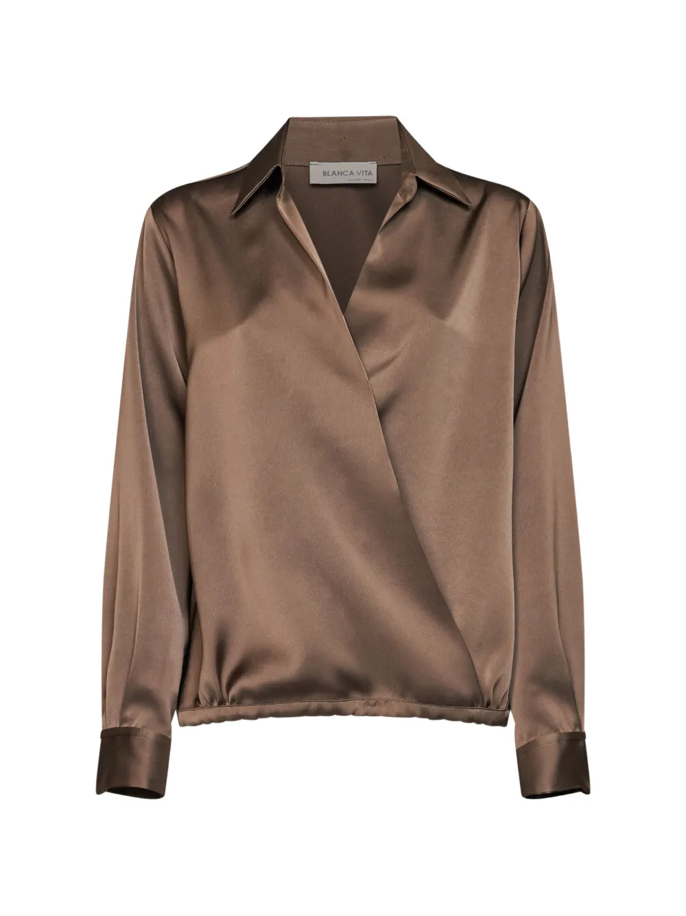 Blanca Vita wrap-front drawstring blouse - Marrone