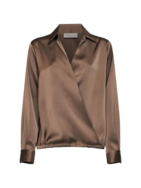 Blanca Vita wrap-front drawstring blouse