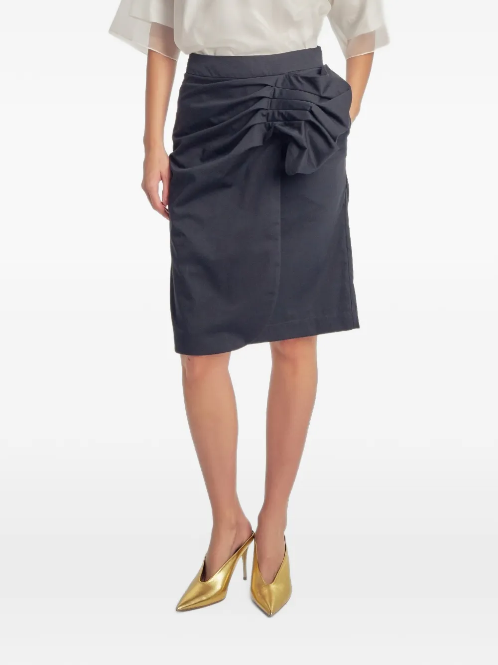 Irina Schrotter LENA gathered-detail midi skirt - Nero