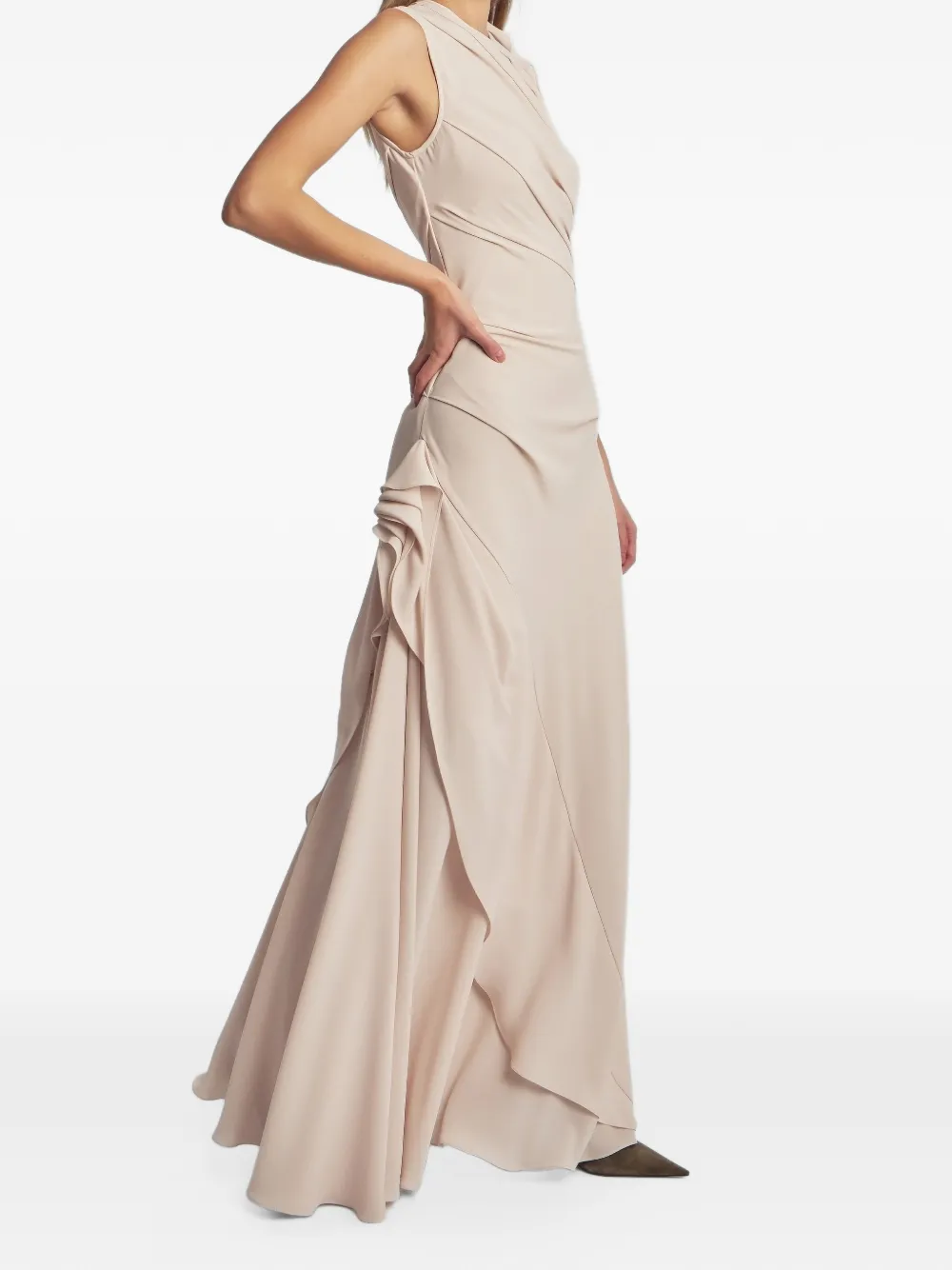 Irina Schrotter ruched draped-detail maxi dress - Neutrals