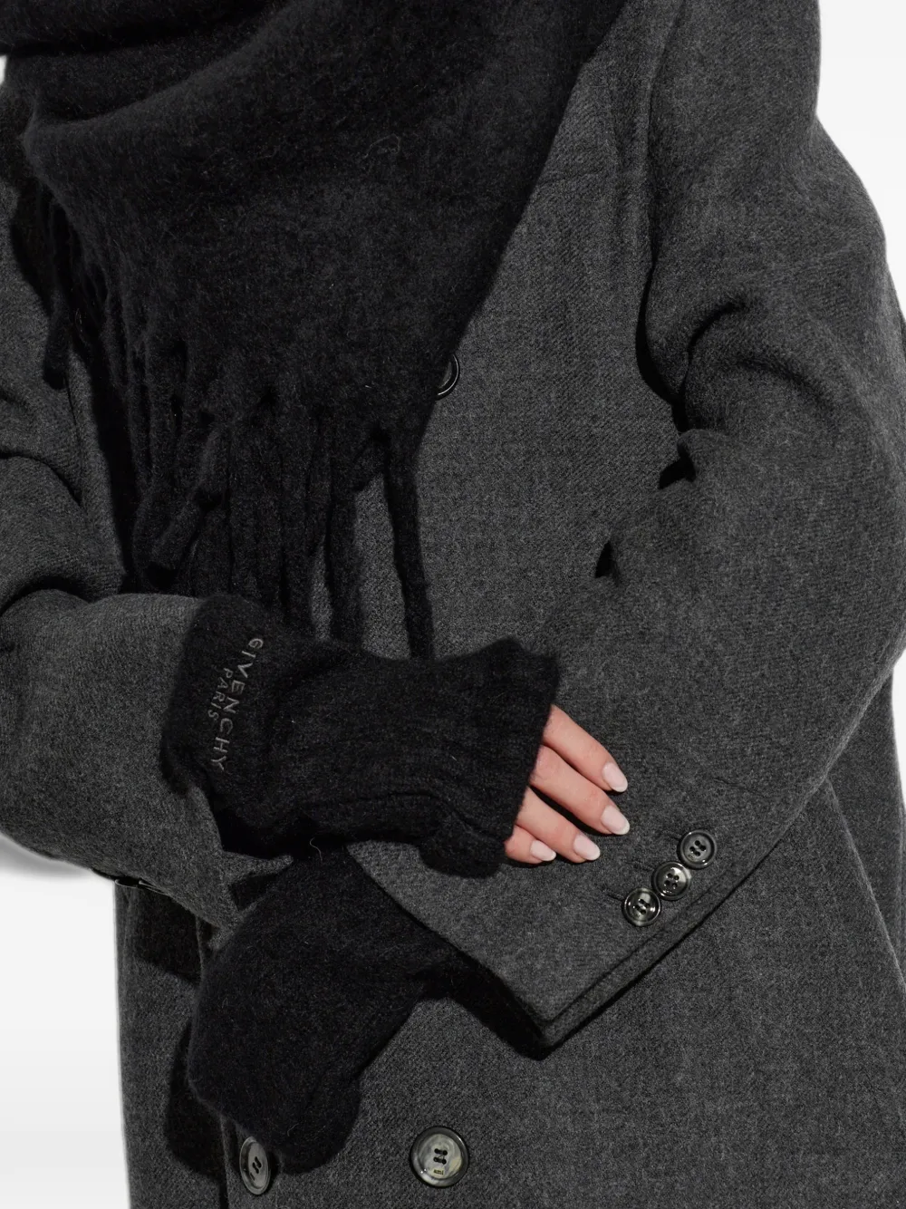 Givenchy logo-print fingerless gloves Zwart