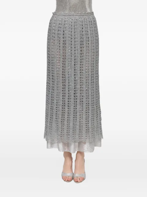 Atu Body Couture crochet-knit metallic-effect maxi skirt