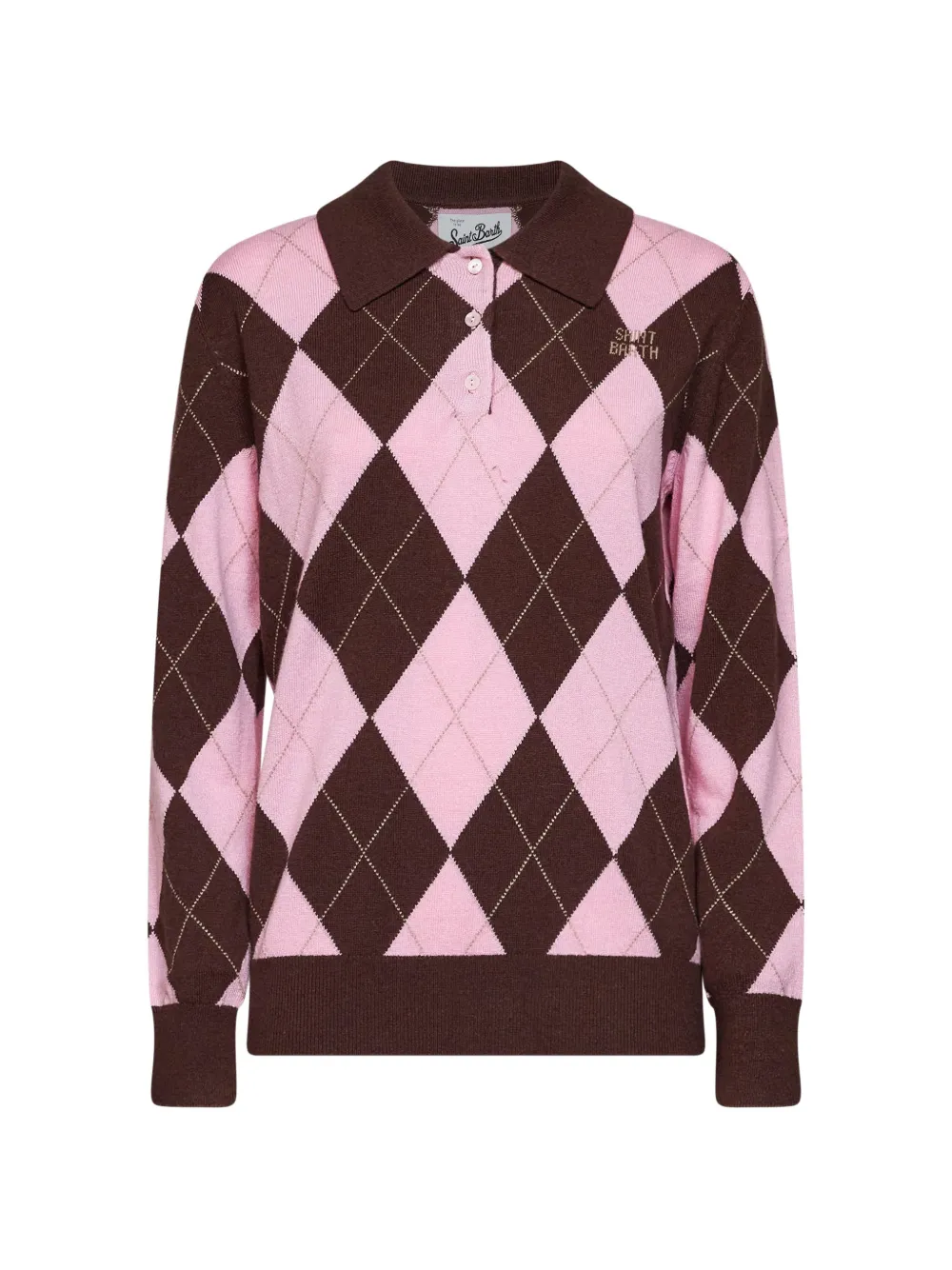 MC2 Saint Barth Hadidy wool and cashmere blend polo collar knit polo sweater Bruin