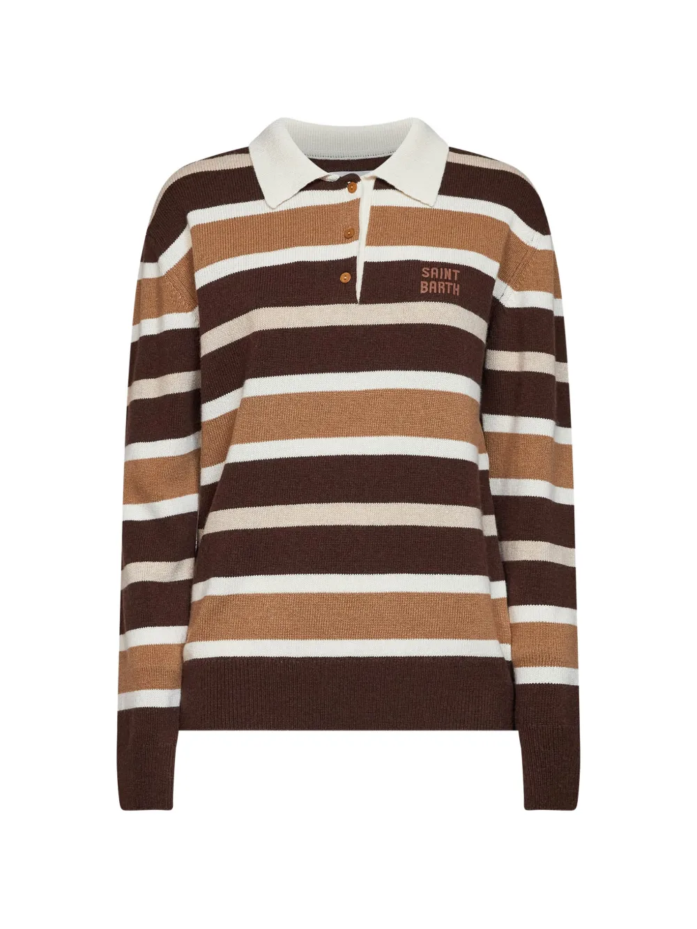 MC2 Saint Barth Hadidy wool and cashmere blend polo collar knit with multicolor stripes Bruin