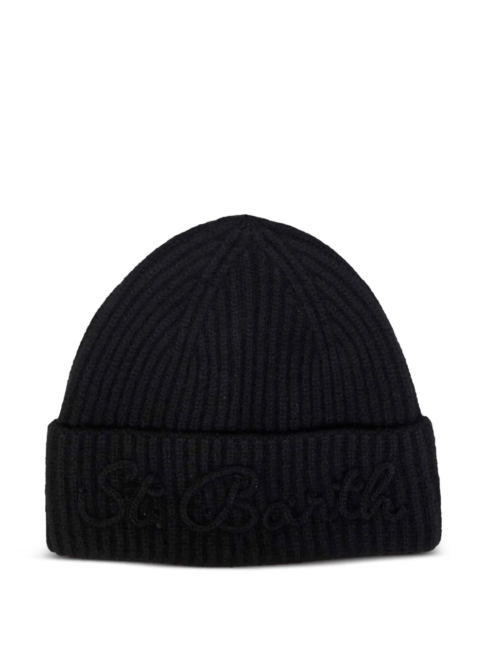 MC2 Saint Barth Moss alpaca wool blend beanie with logo embroidery Zwart