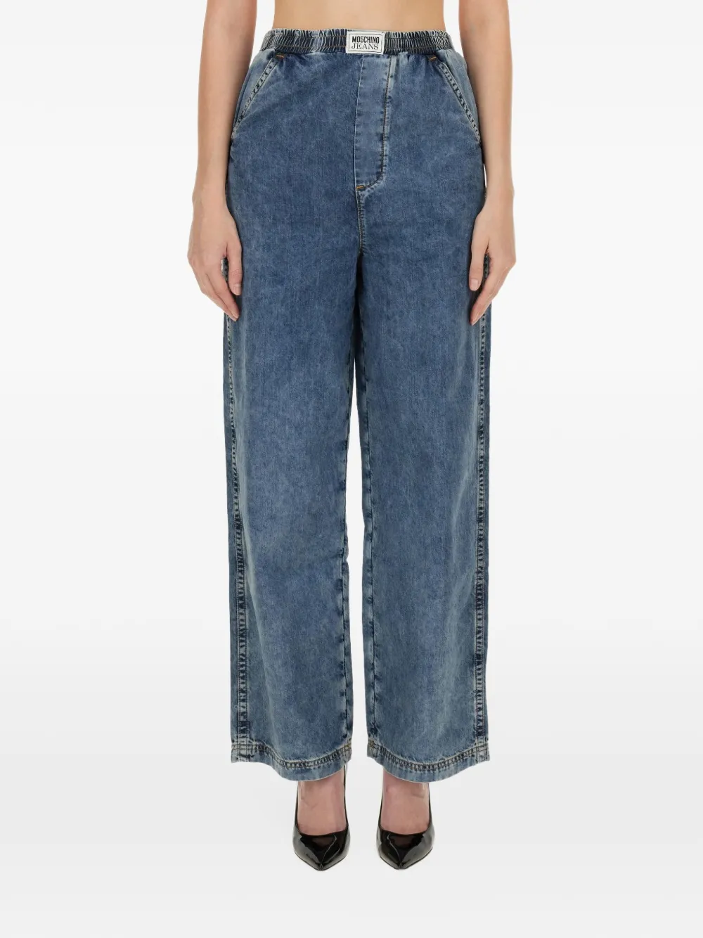MOSCHINO JEANS elasticated-waist wide-leg jeans - Blu