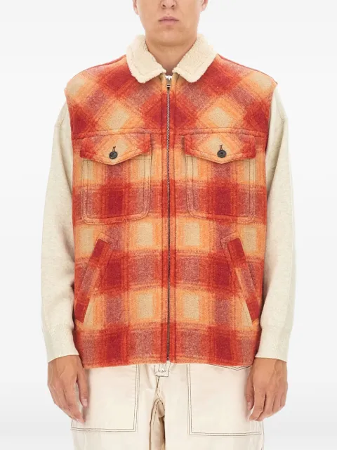 ISABEL MARANT check-pattern shearling-collar jacket