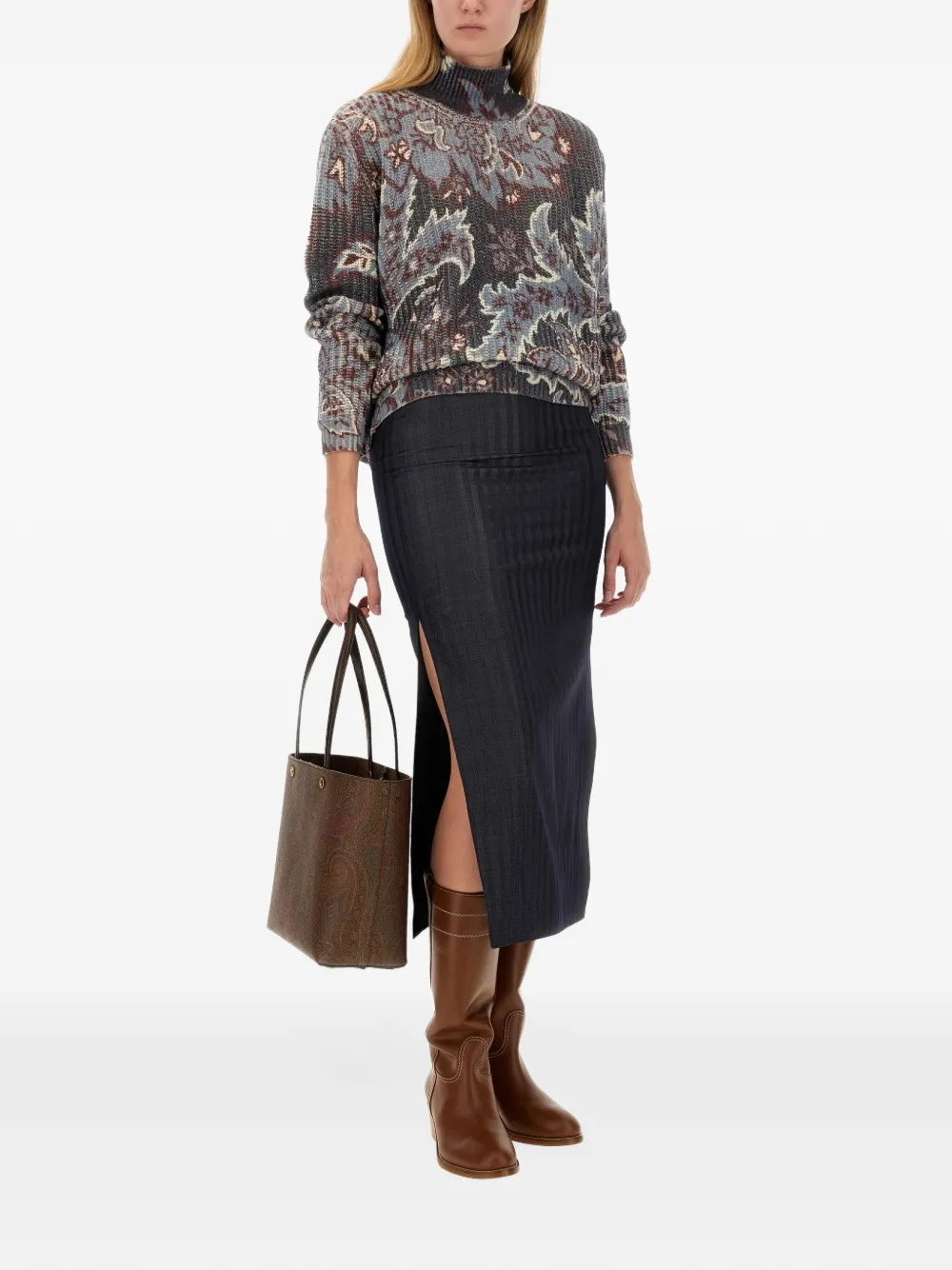 ETRO side-slit pencil skirt Grijs