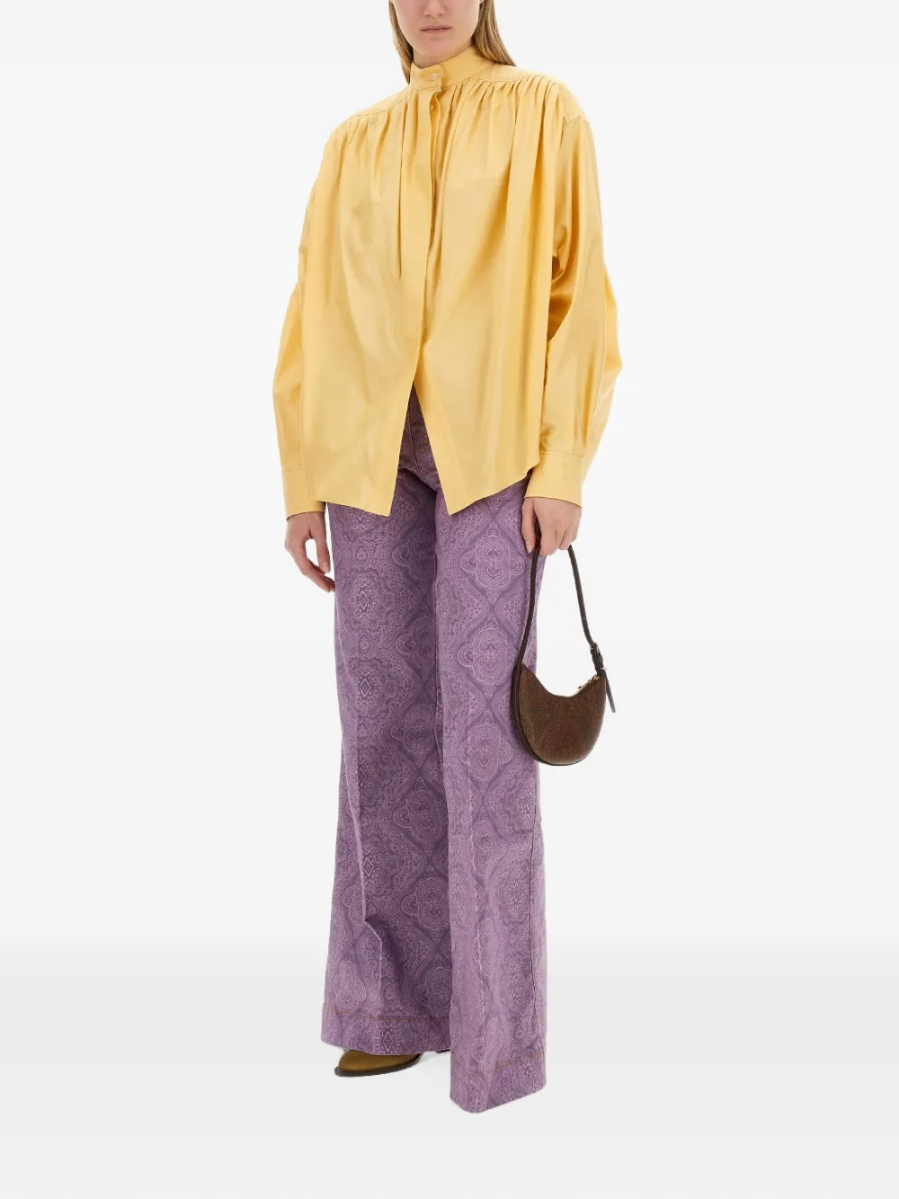 ETRO gathered-detail poplin shirt Geel