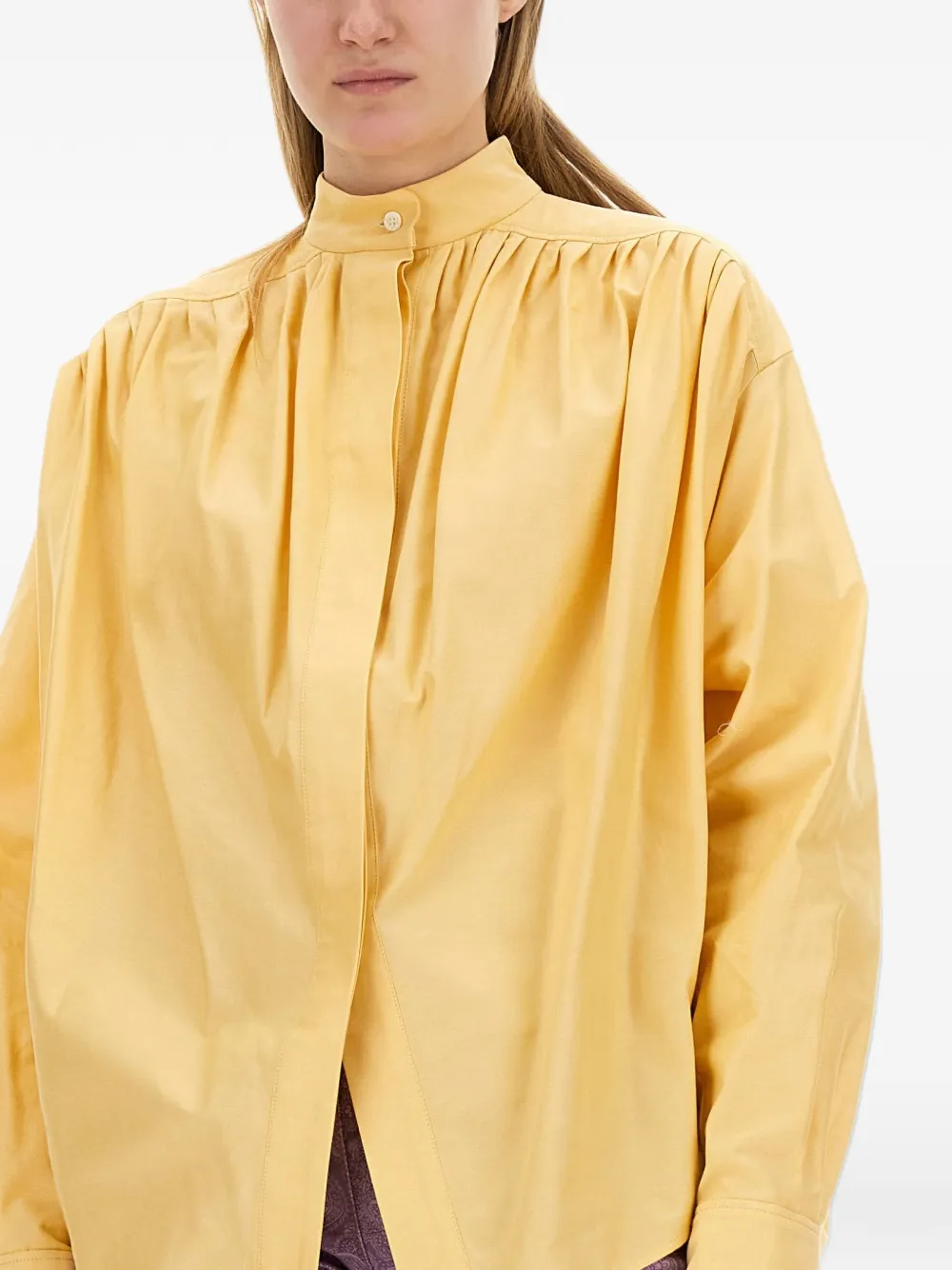 ETRO gathered-detail poplin shirt Geel