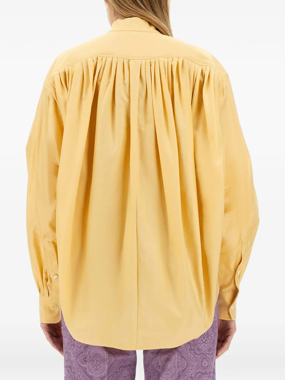ETRO gathered-detail poplin shirt Geel