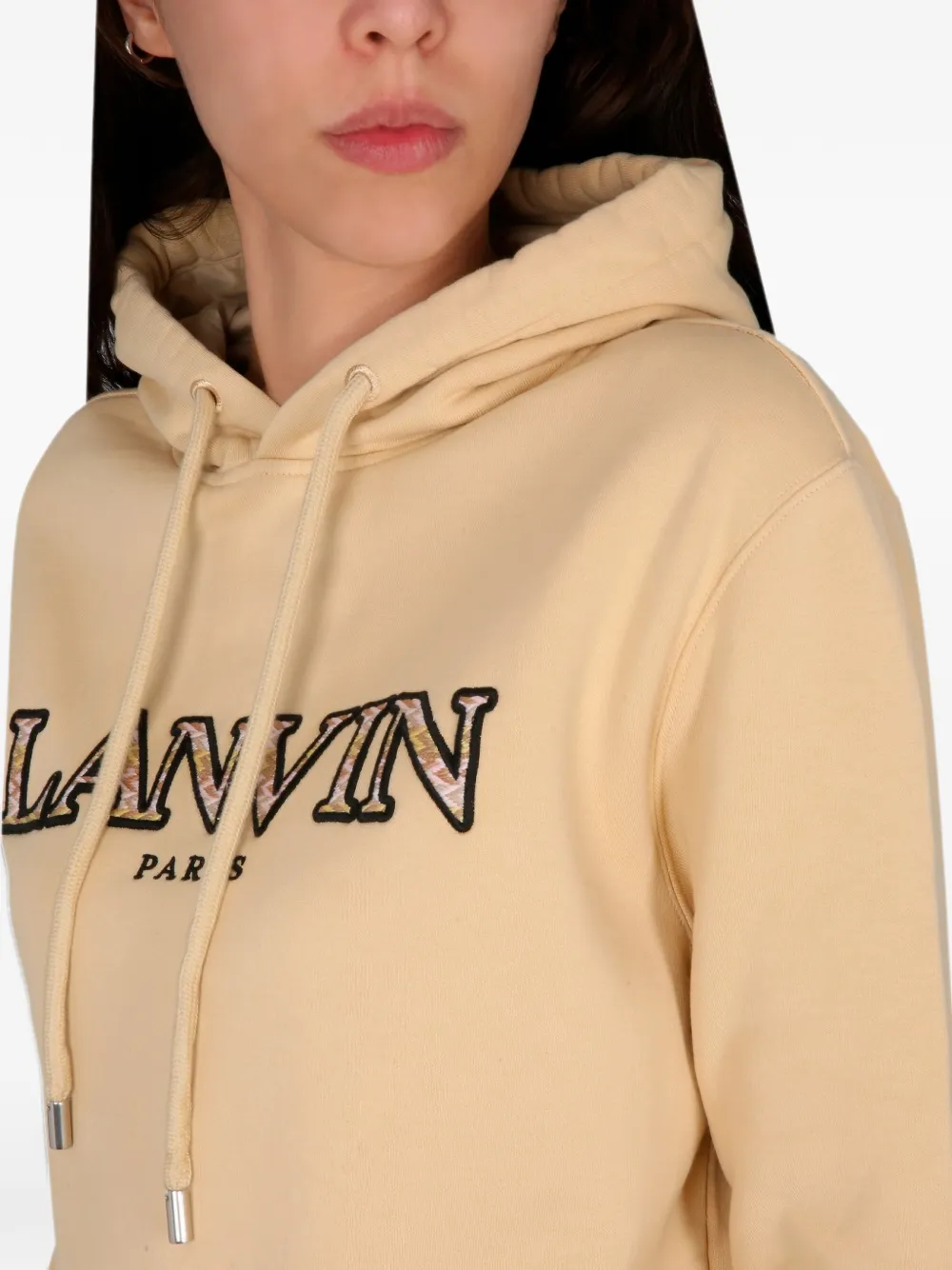 Lanvin logo-embroidered hoodie Beige