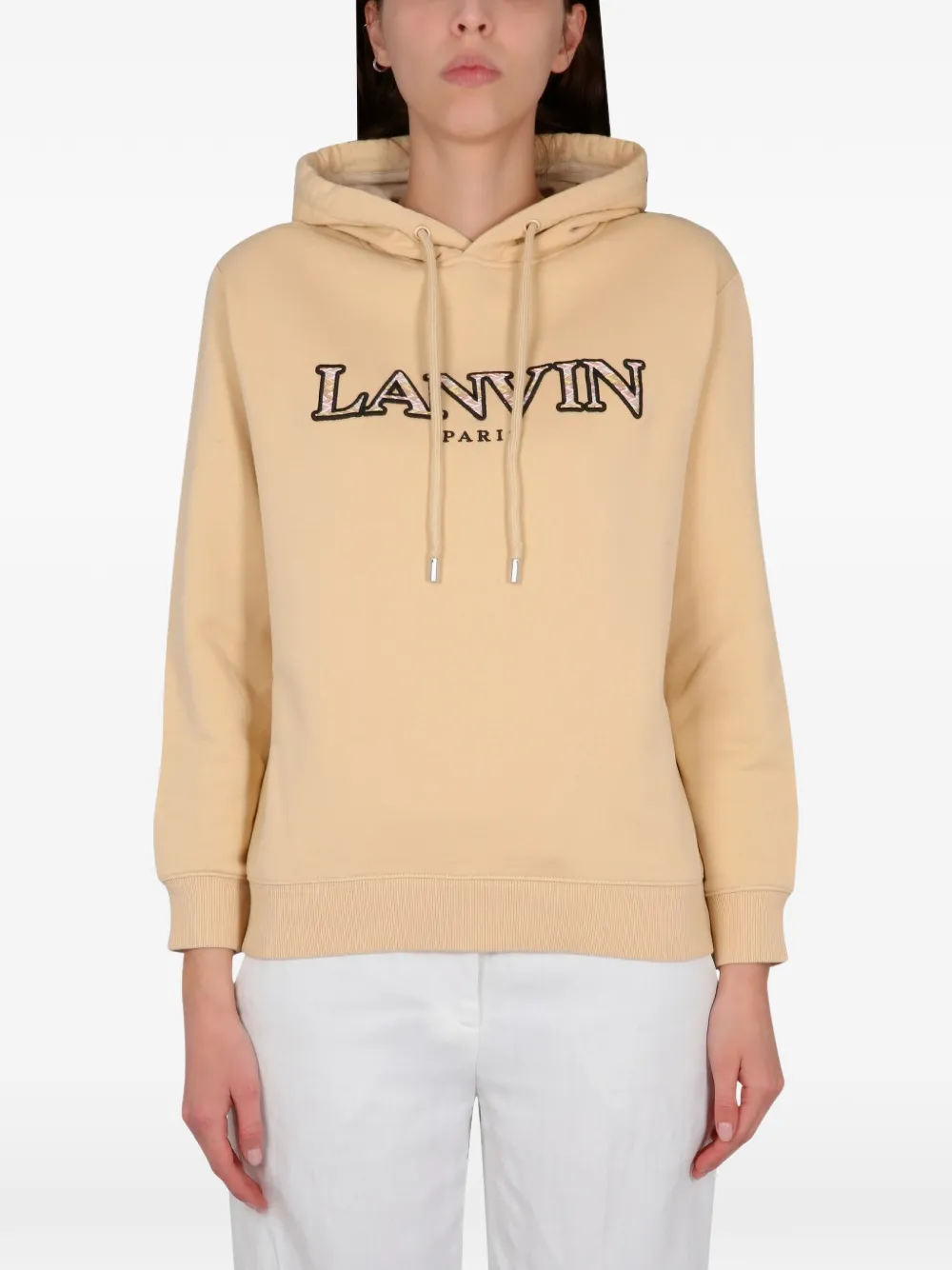 Lanvin logo-embroidered hoodie Beige