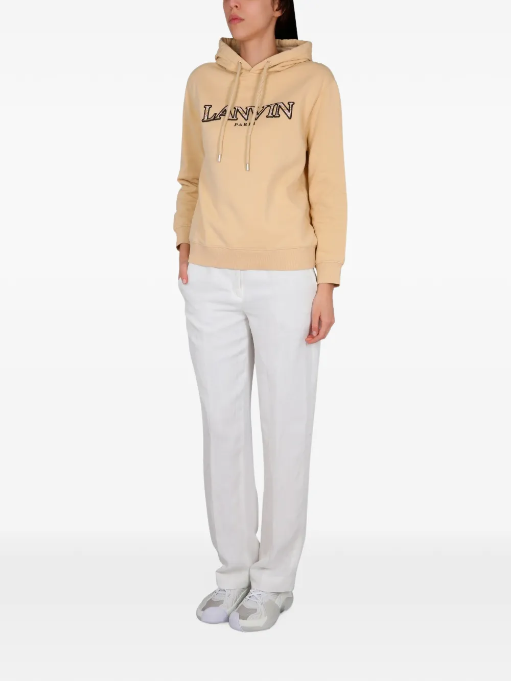 Lanvin logo-embroidered hoodie Beige