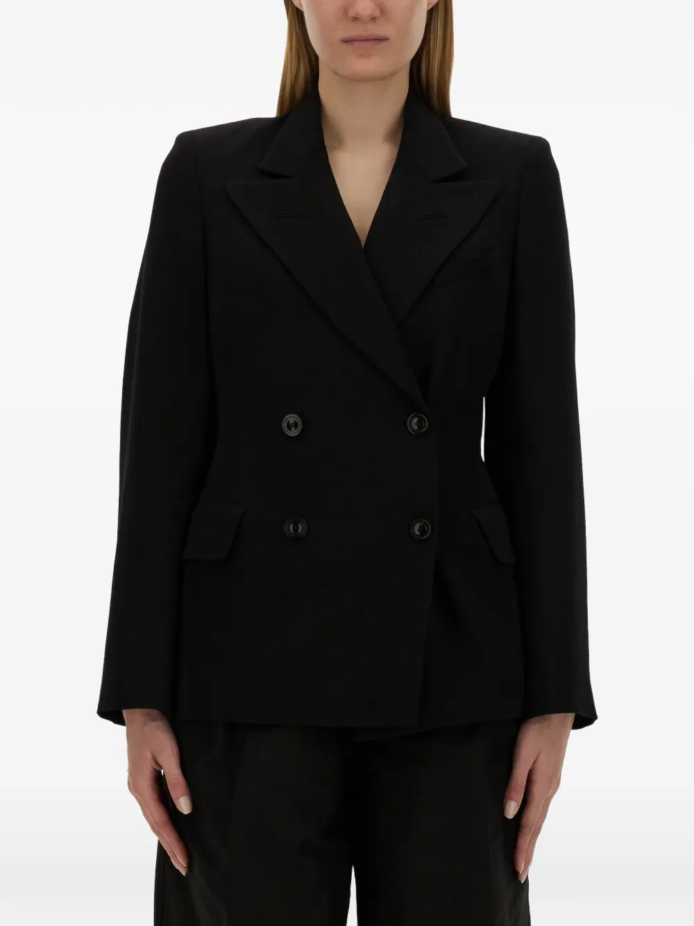 Maison Margiela double-breasted wool jacket Zwart