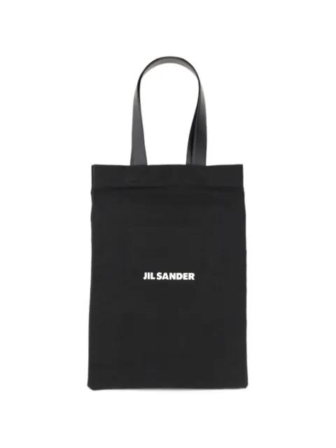 Jil Sander logo-print leather-handle tote bag