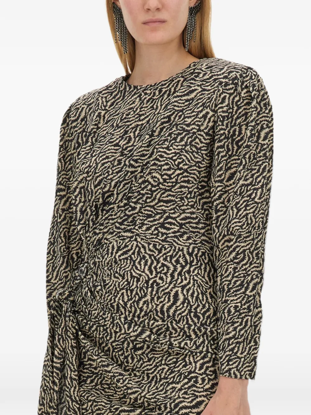 ISABEL MARANT Dulce animal-print draped mini dress Beige