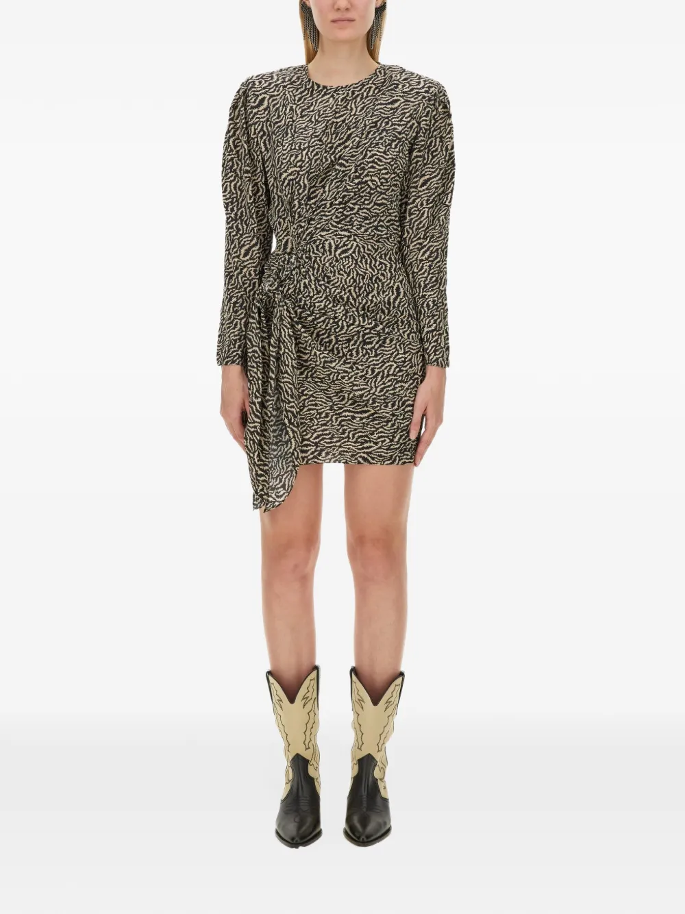 ISABEL MARANT Dulce animal-print draped mini dress Beige