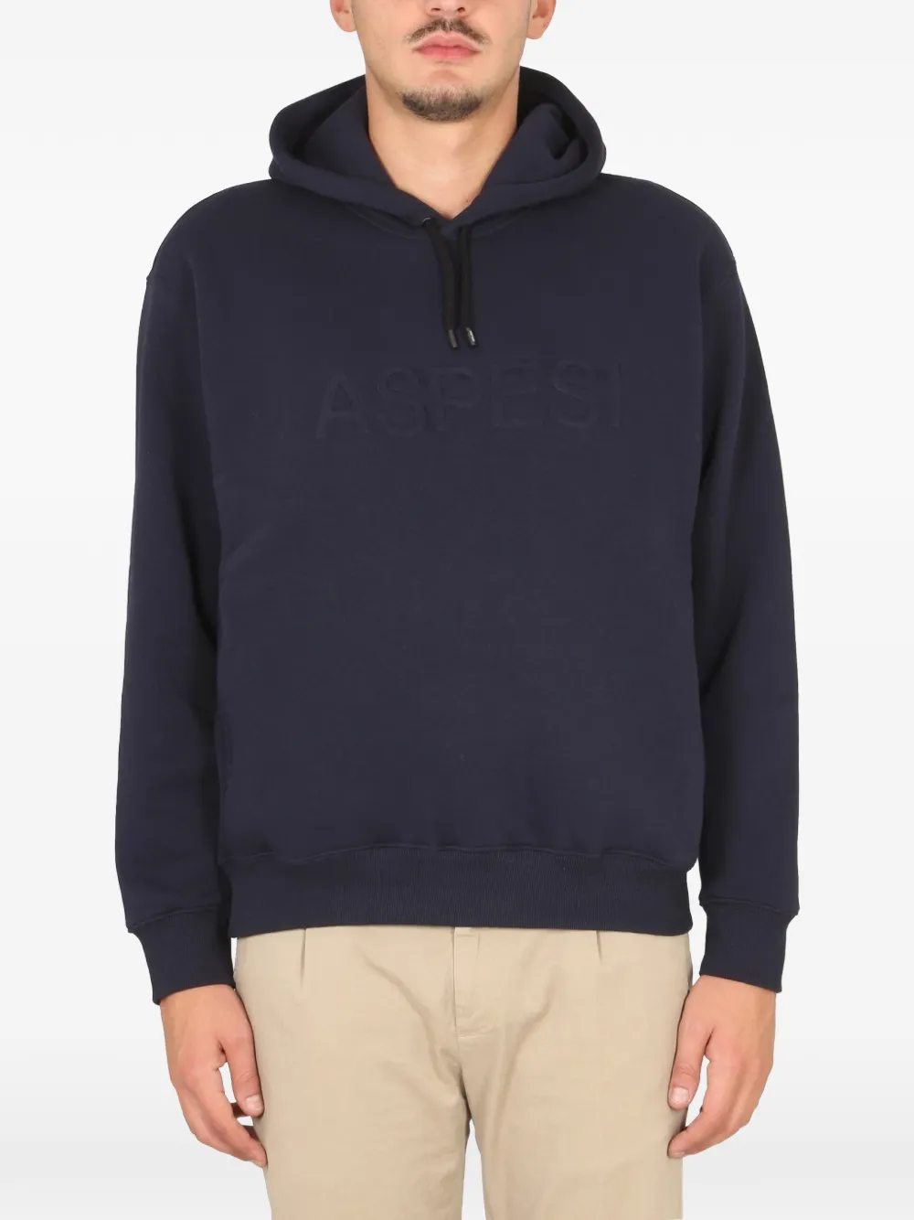 ASPESI embossed logo hoodie - Blue
