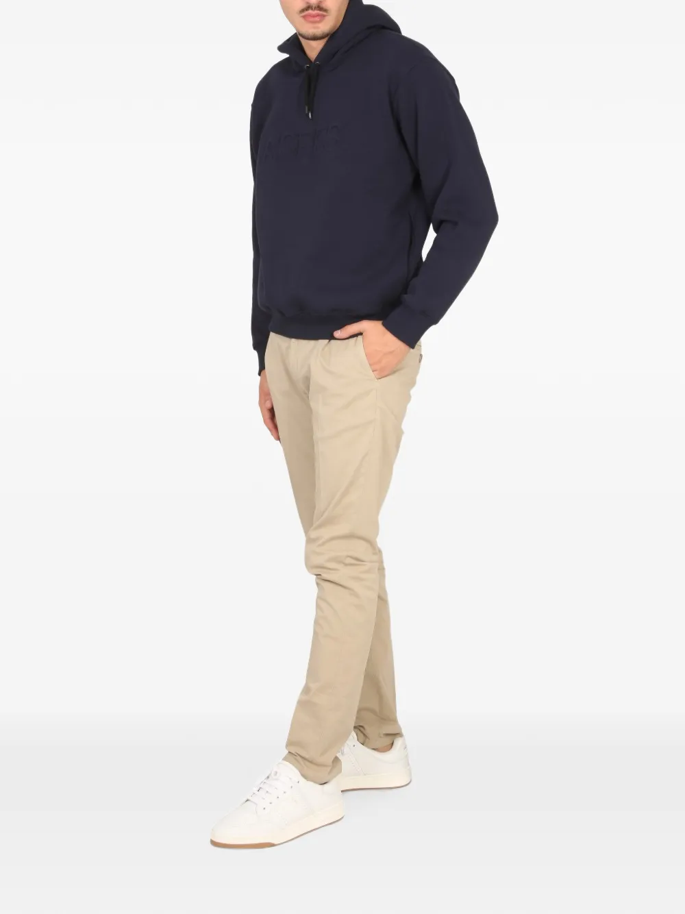 ASPESI embossed logo hoodie Blauw