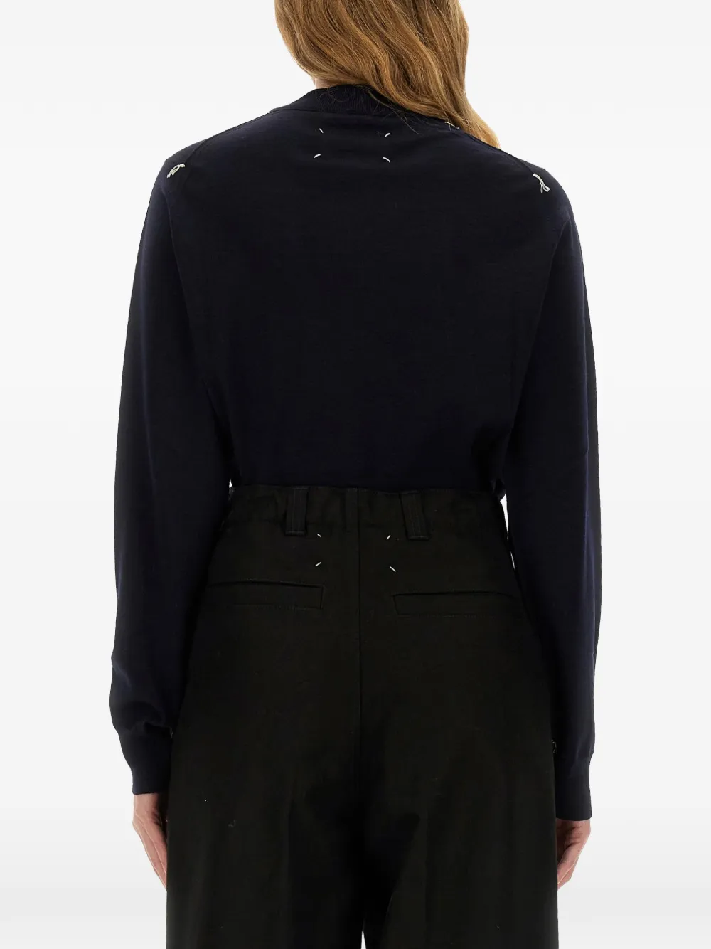 Maison Margiela four-stitch mock-neck sweater Blauw