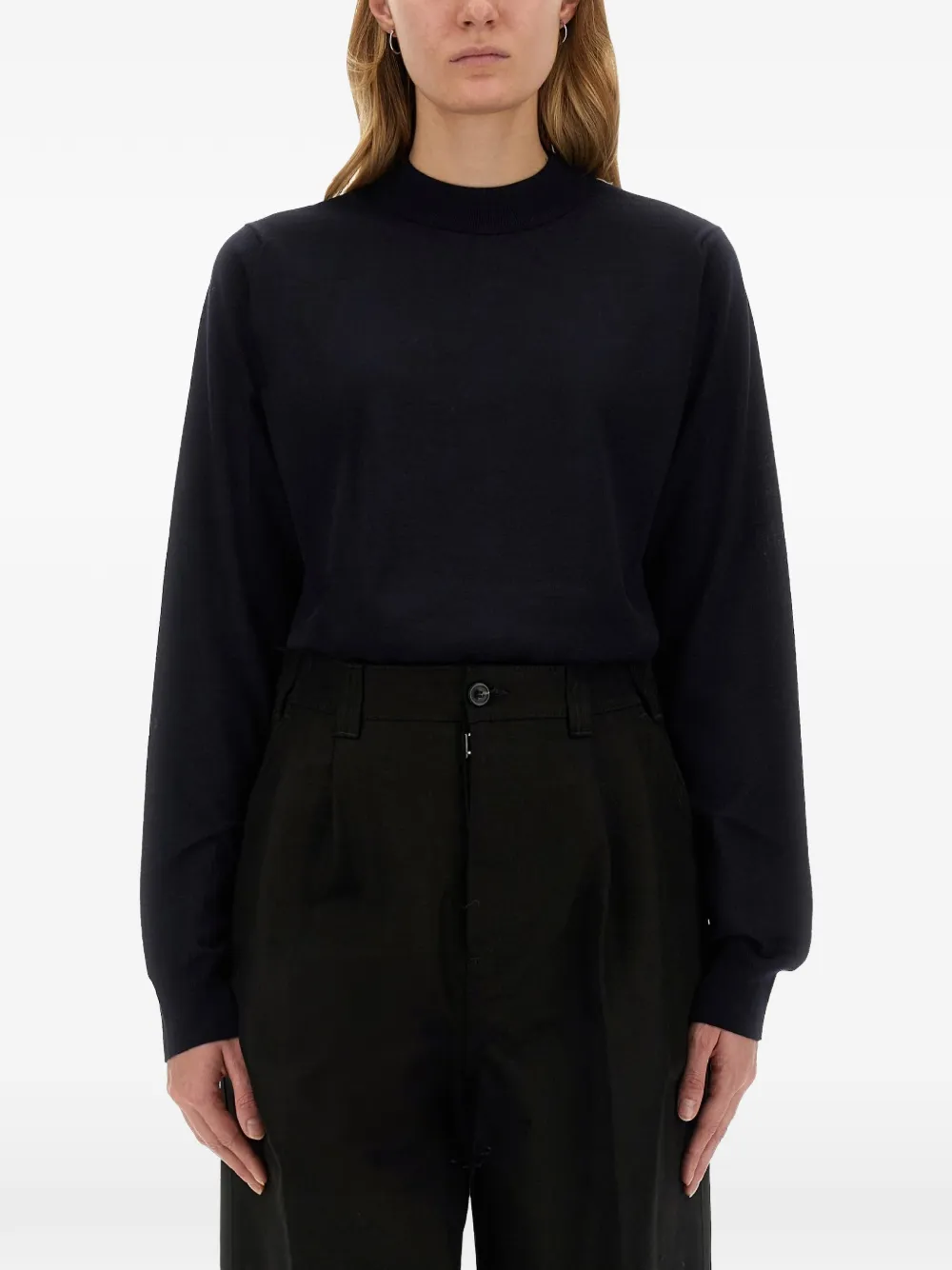 Maison Margiela four-stitch mock-neck sweater Blauw