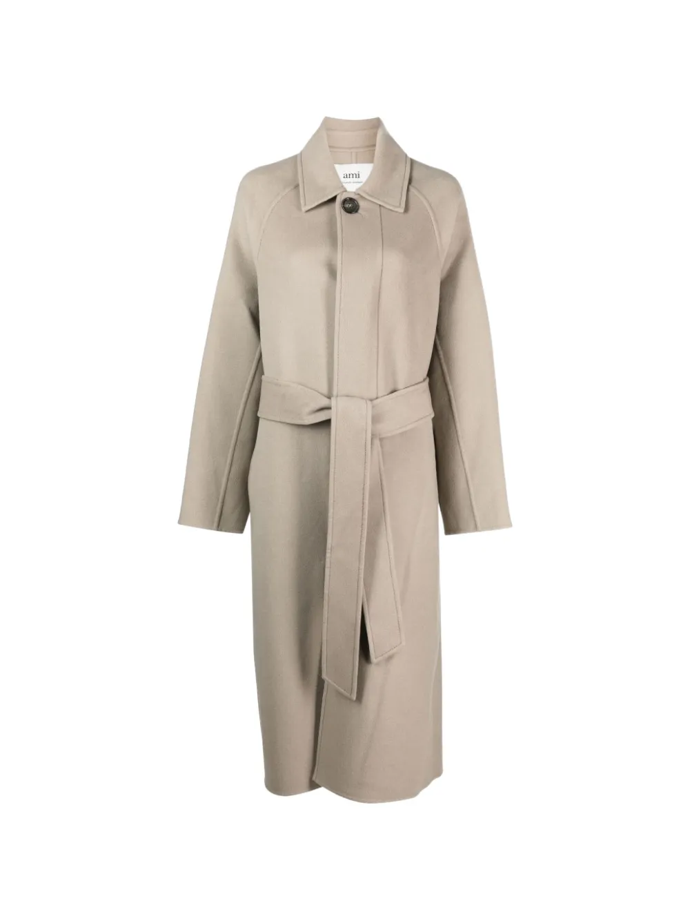 AMI Paris belted raglan-sleeve coat - Neutrals