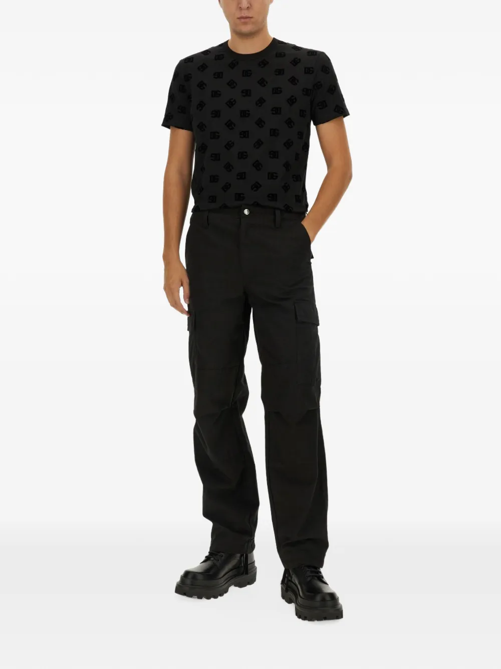 Dolce & Gabbana monogram-pattern T-shirt Zwart