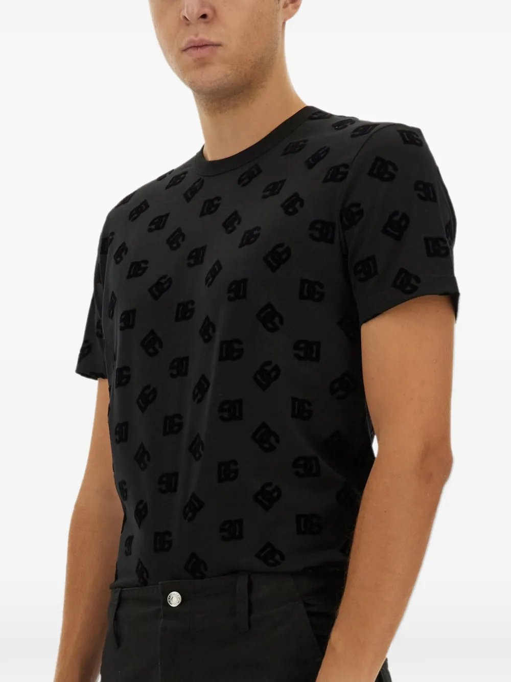 Dolce & Gabbana monogram-pattern T-shirt Zwart