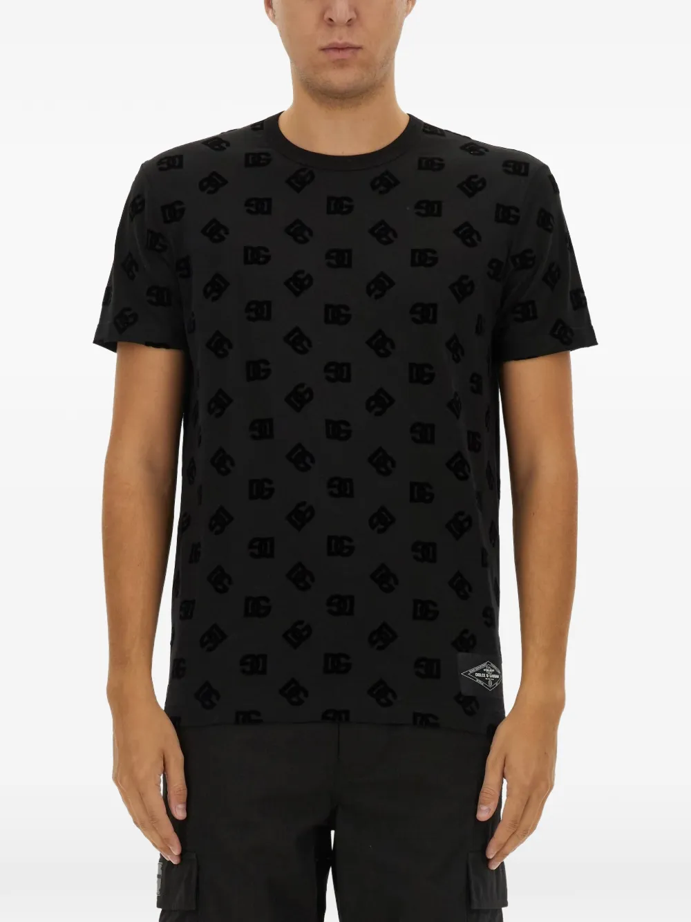 Dolce & Gabbana monogram-pattern T-shirt Zwart