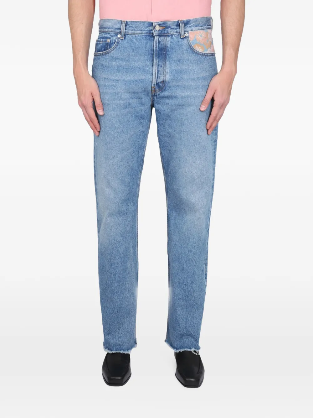Séfr floral-pattern straight-cut jeans - Blu