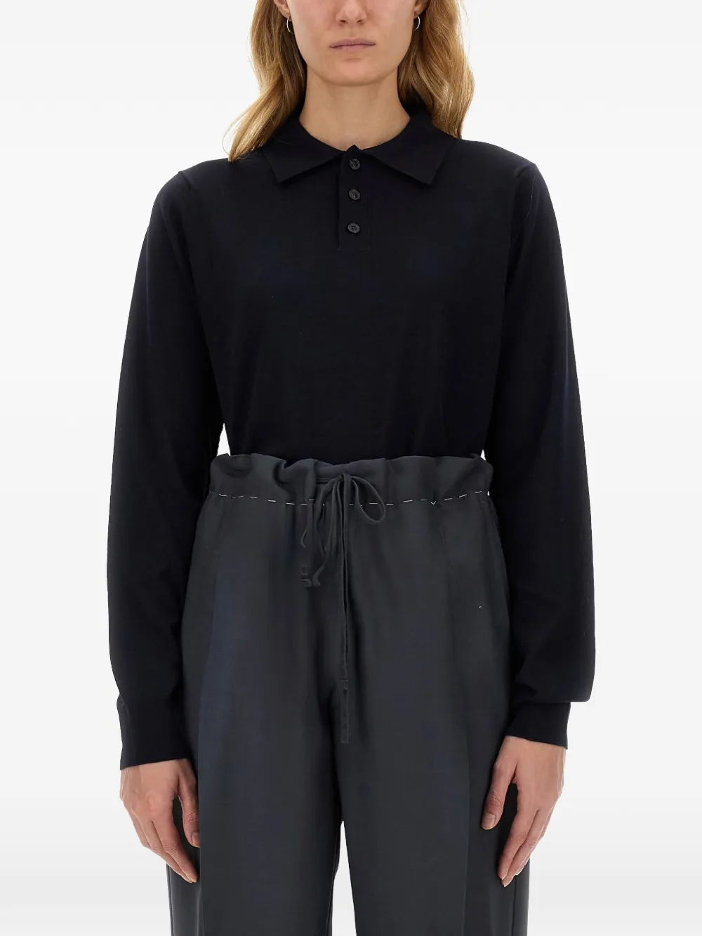 Maison Margiela wool polo shirt Blauw