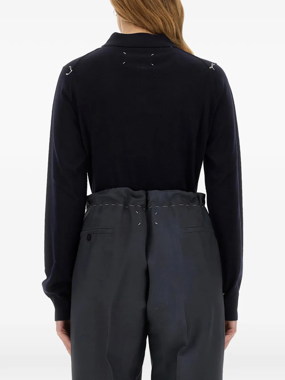 Maison Margiela wool polo shirt Blauw