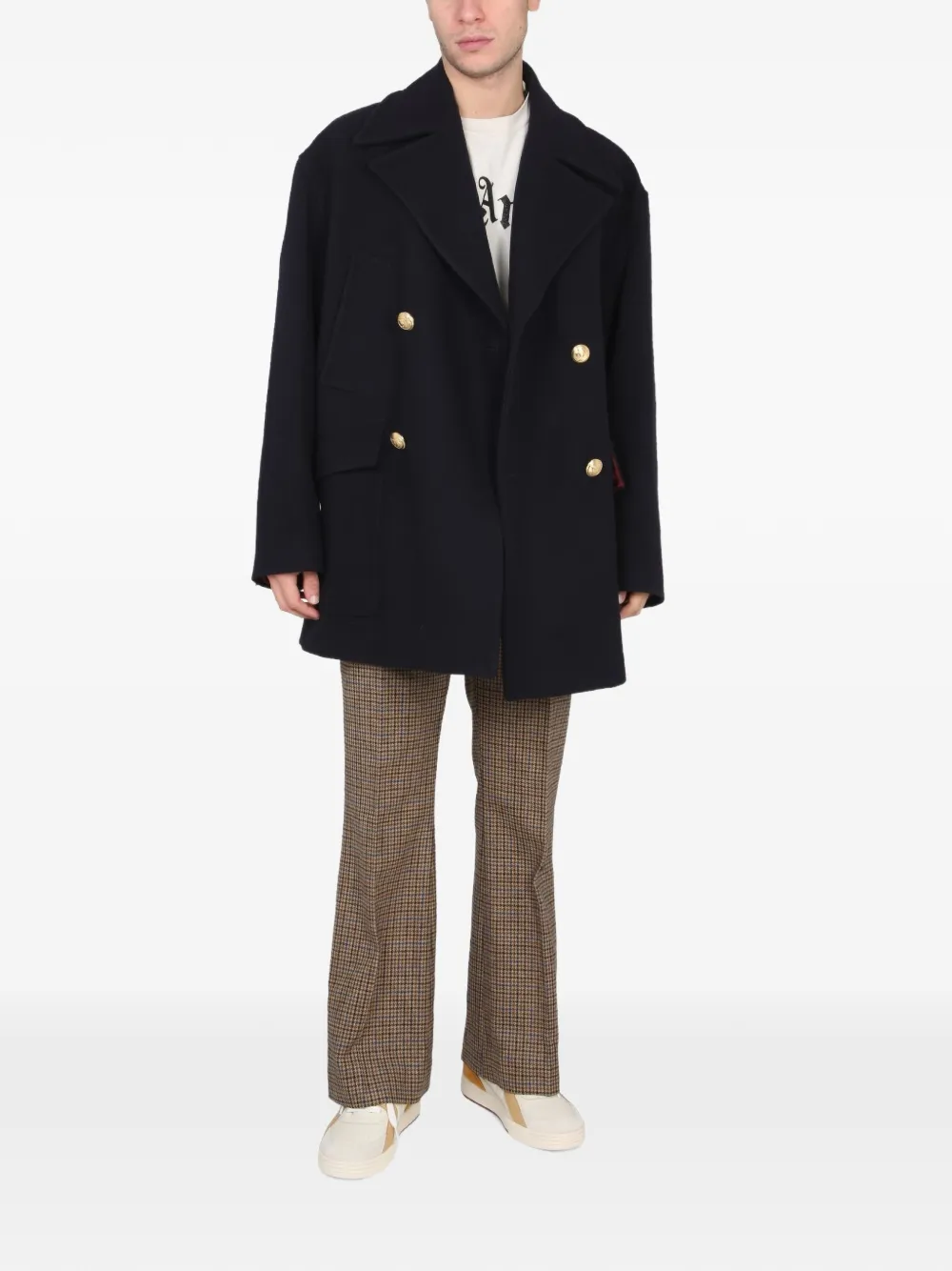 Palm Angels double-breasted coat Blauw
