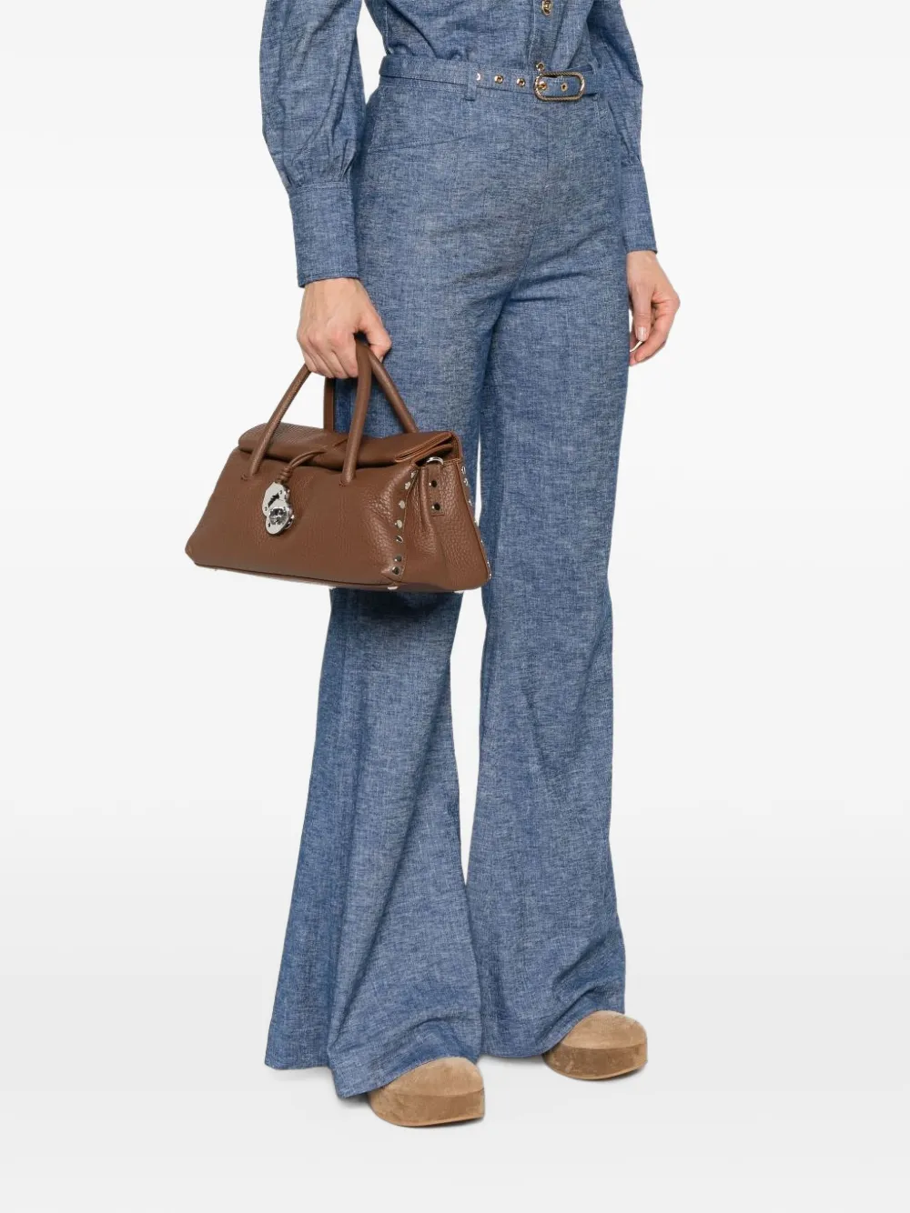 Zanellato s Dotta studded shoulder bag Bruin