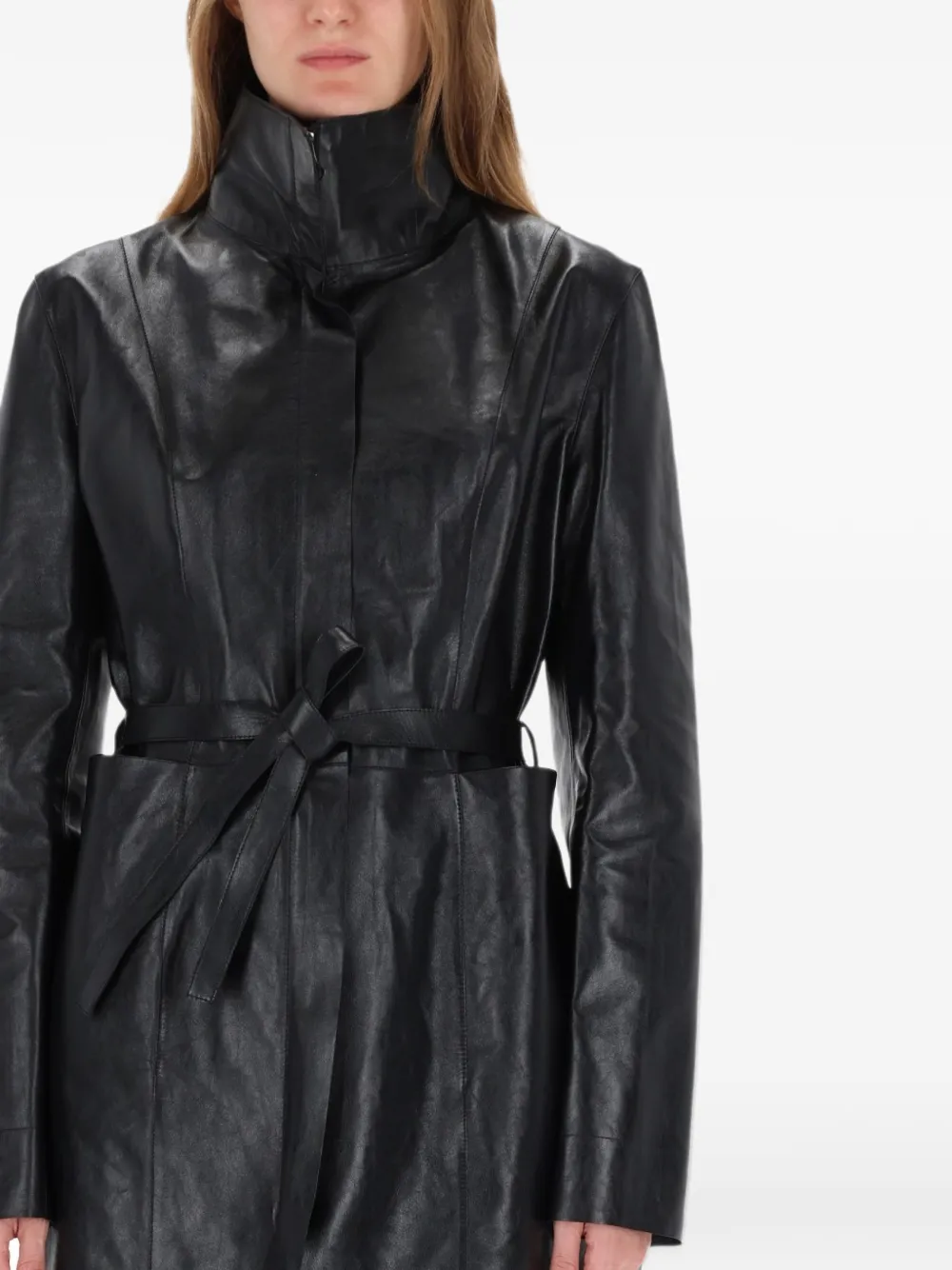 OUR LEGACY belted leather coat Zwart