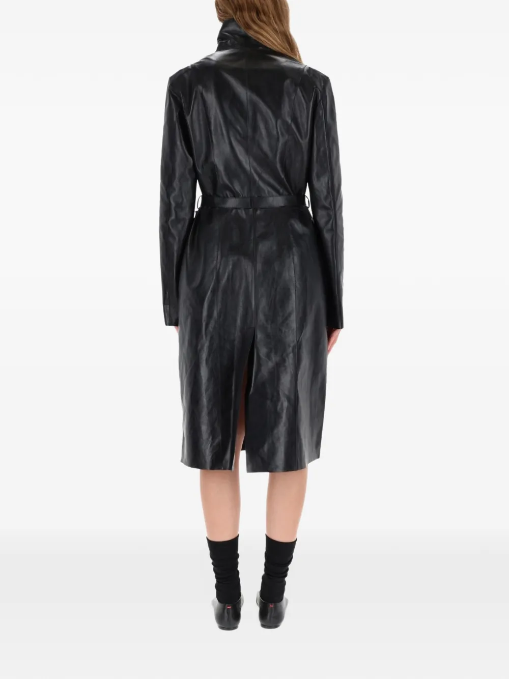 OUR LEGACY belted leather coat Zwart