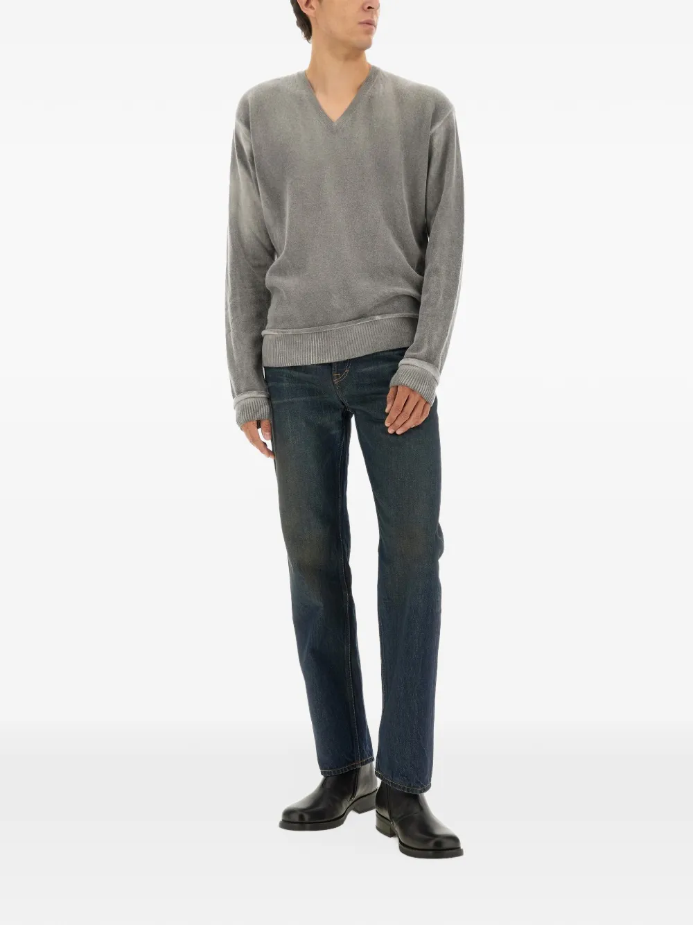 OUR LEGACY V-neck spray-dyed sweater Grijs