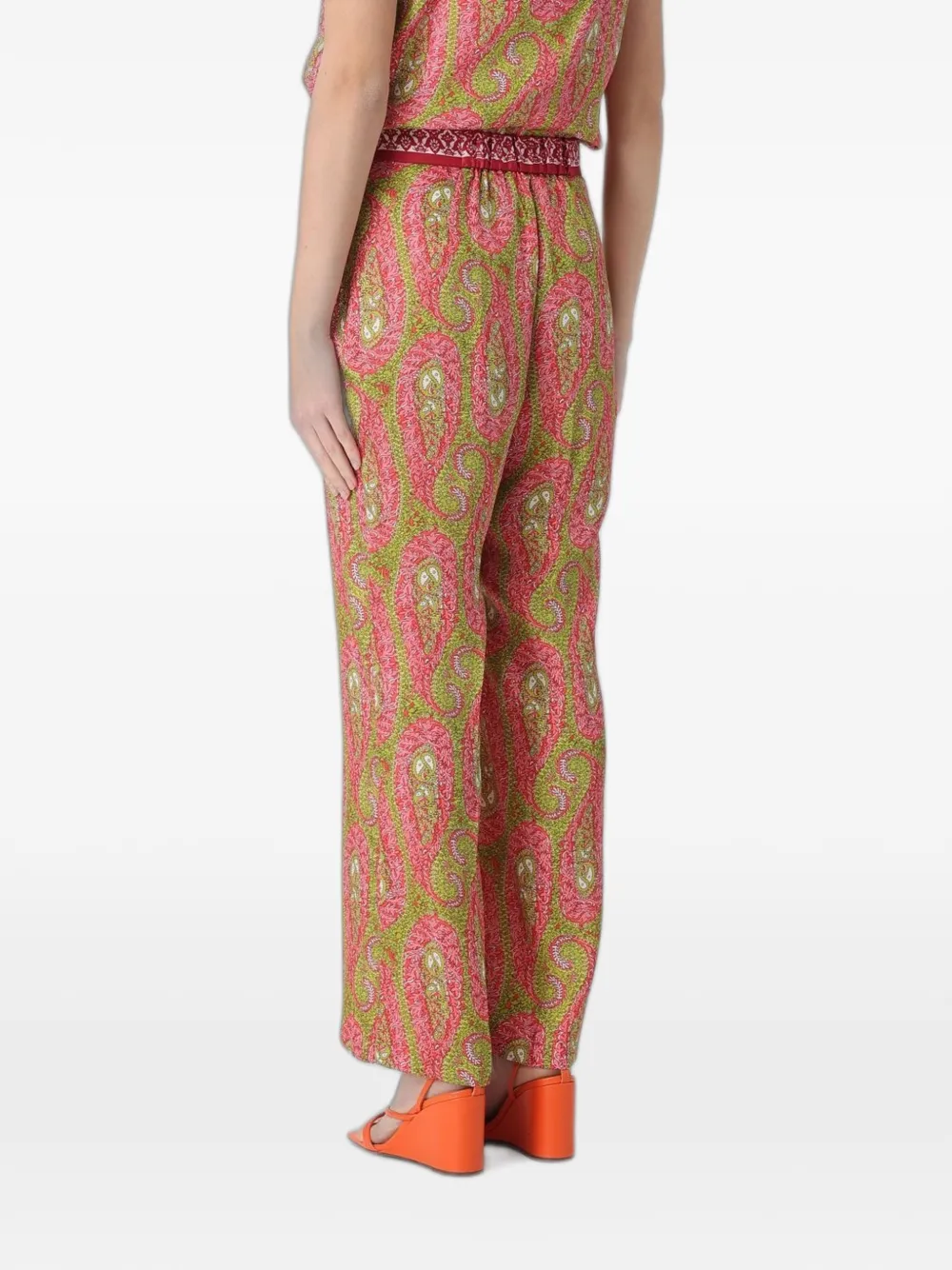 ETRO bootcut trousers with placed Paisley foliage print Roze