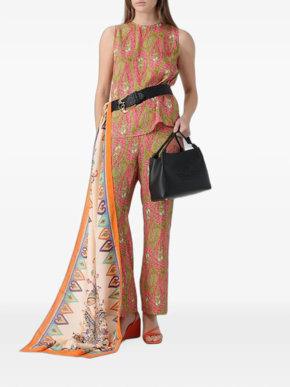 ETRO bootcut trousers with placed Paisley foliage print Roze